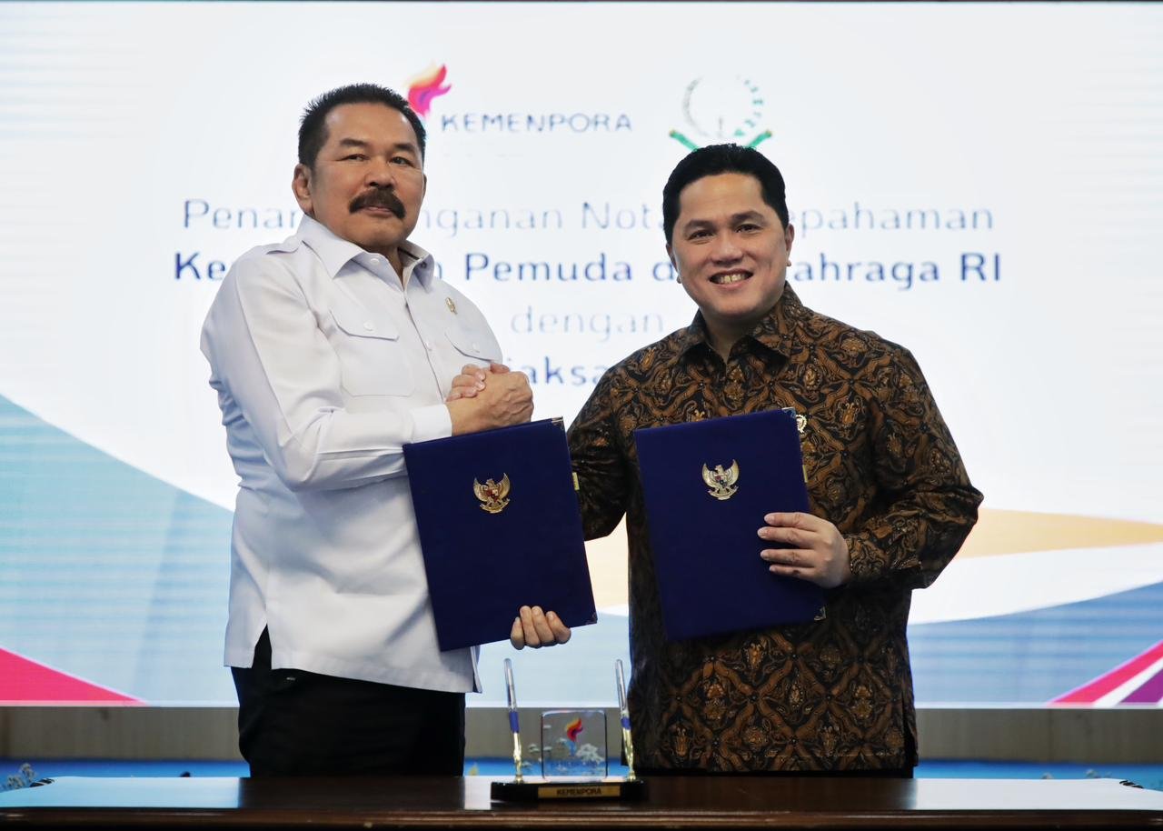 Menpora Erick Thohir dan Jaksa Agung Tandatangani MoU untuk Perkuat Kepemudaan dan Keolahragaan