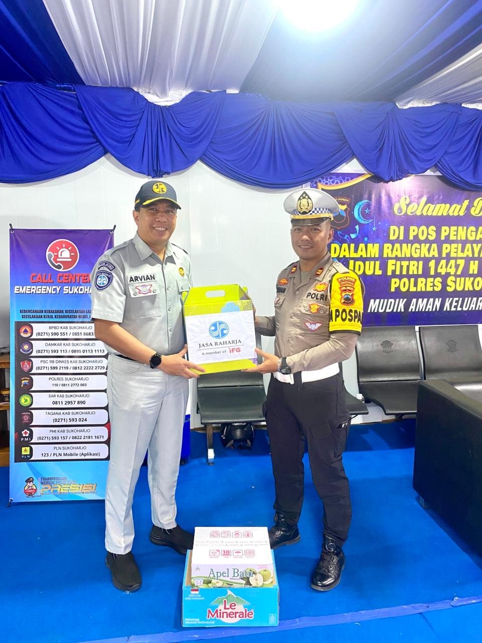 Wujud Sinergitas, Jasa Raharja Sukoharjo Gelar Aksi Simpatik di Pos Pam Lebaran Solo Baru, Sukoharjo