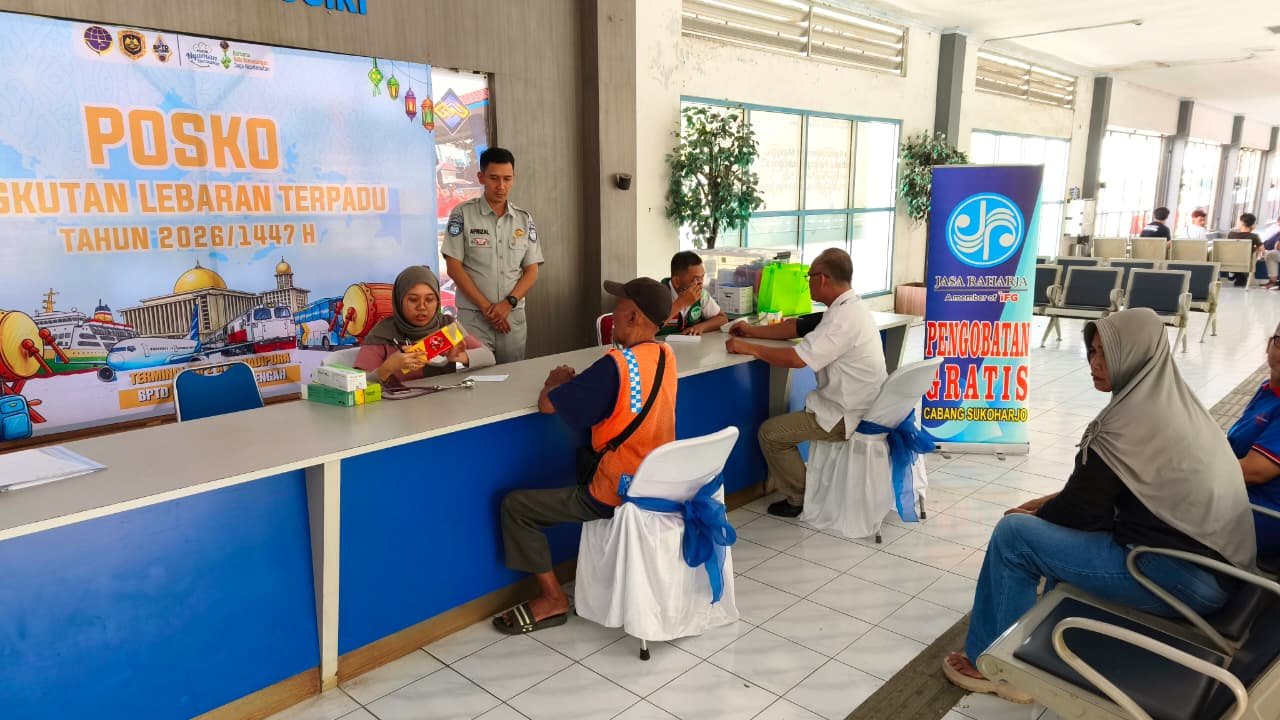 Jasa Raharja Cabang Sukoharjo Gelar Pemeriksaan Kesehatan Awak Bus di Terminal Giri Adipura Wonogiri Jelang Mudik Lebaran 2026