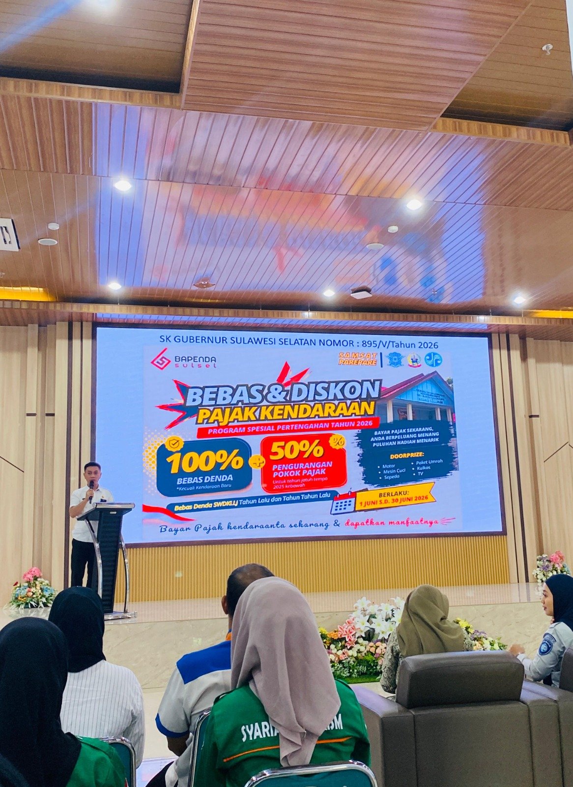 PJ Jasa Raharja Samsat Parepare Bersama Instansi Terkait Sosialisasikan Program Pembebasan Denda dan Diskon Pajak Kendaraan Bermotor di IAIN Parepare