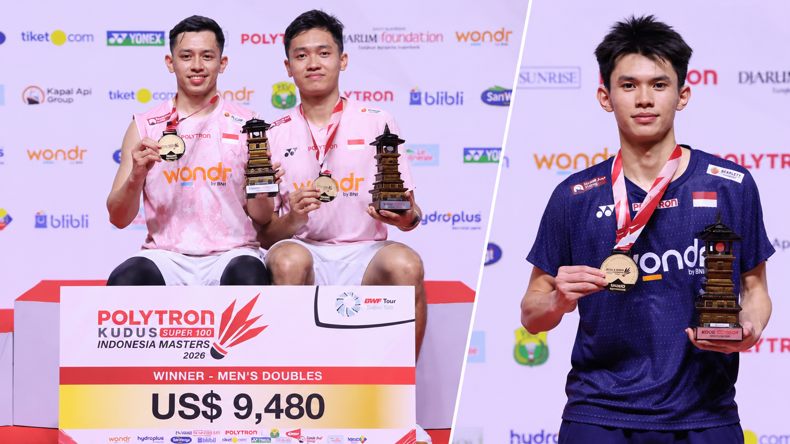 Indonesia Raih Tiga Gelar di Kudus Indonesia Masters 2026
